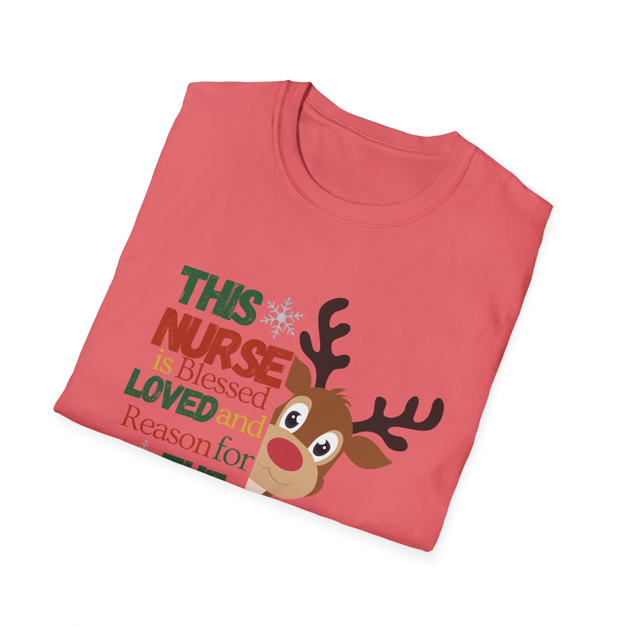 Holiday Nurse T-Shirt with Reindeer Design
