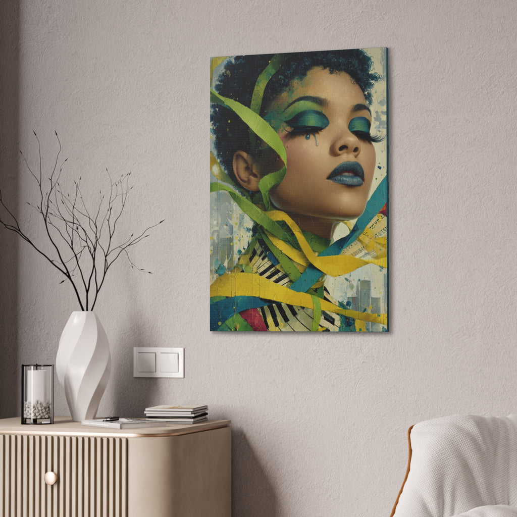 The Sound of Her Silence | Abstract Afro Surrealist Portrait Canvas Art