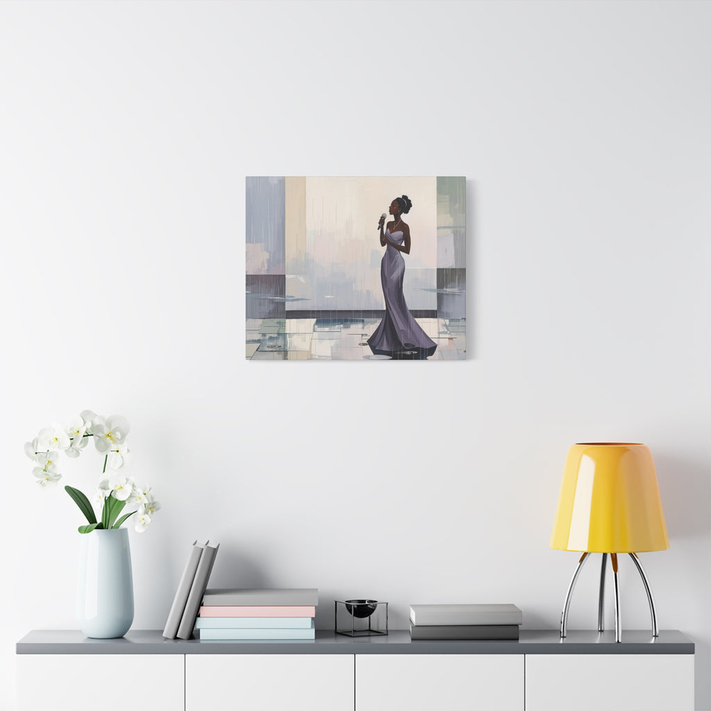 Canvas Print – Lady of Song: Rainy Serenade Wall Art on Matte Stretched Canvas