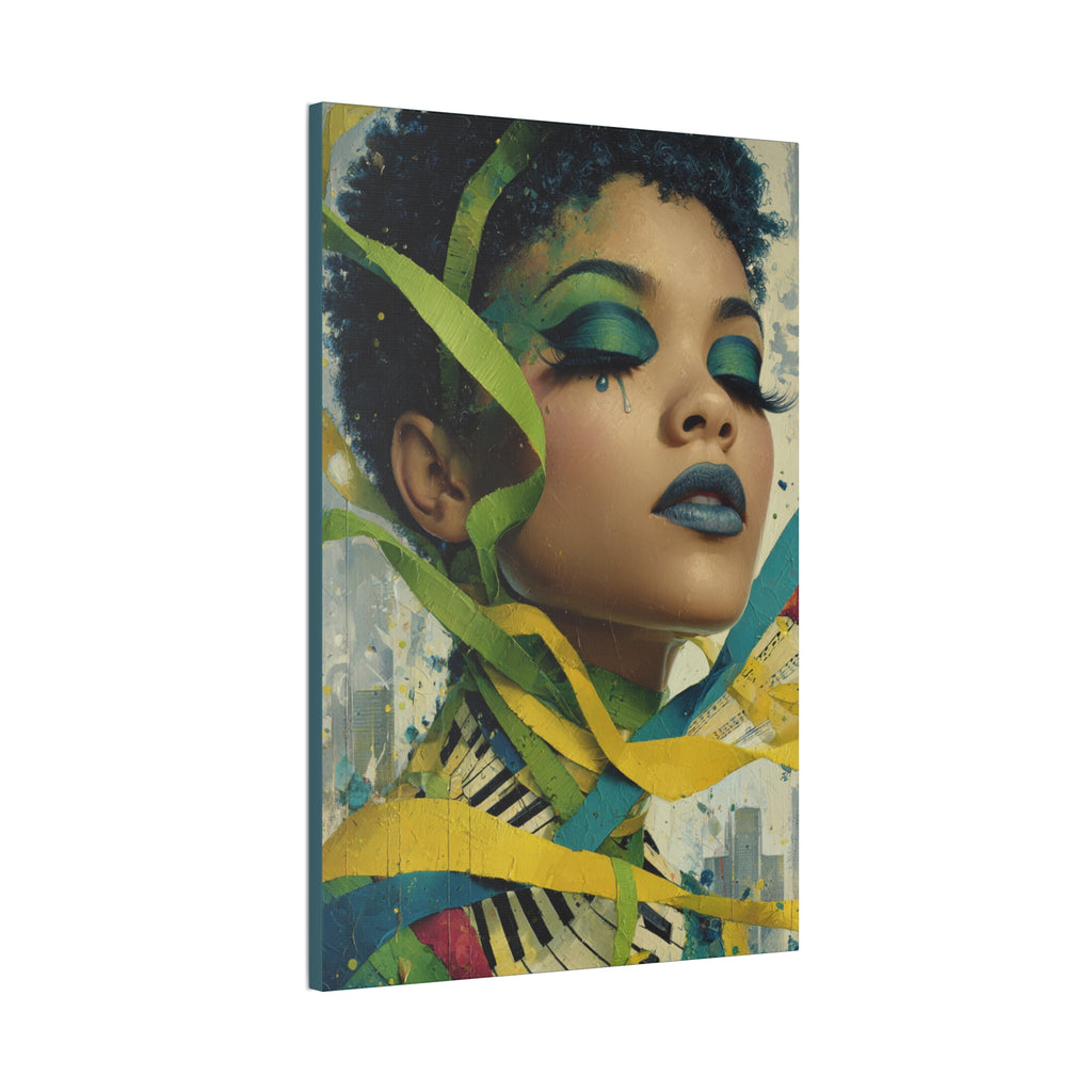 The Sound of Her Silence | Abstract Afro Surrealist Portrait Canvas Art