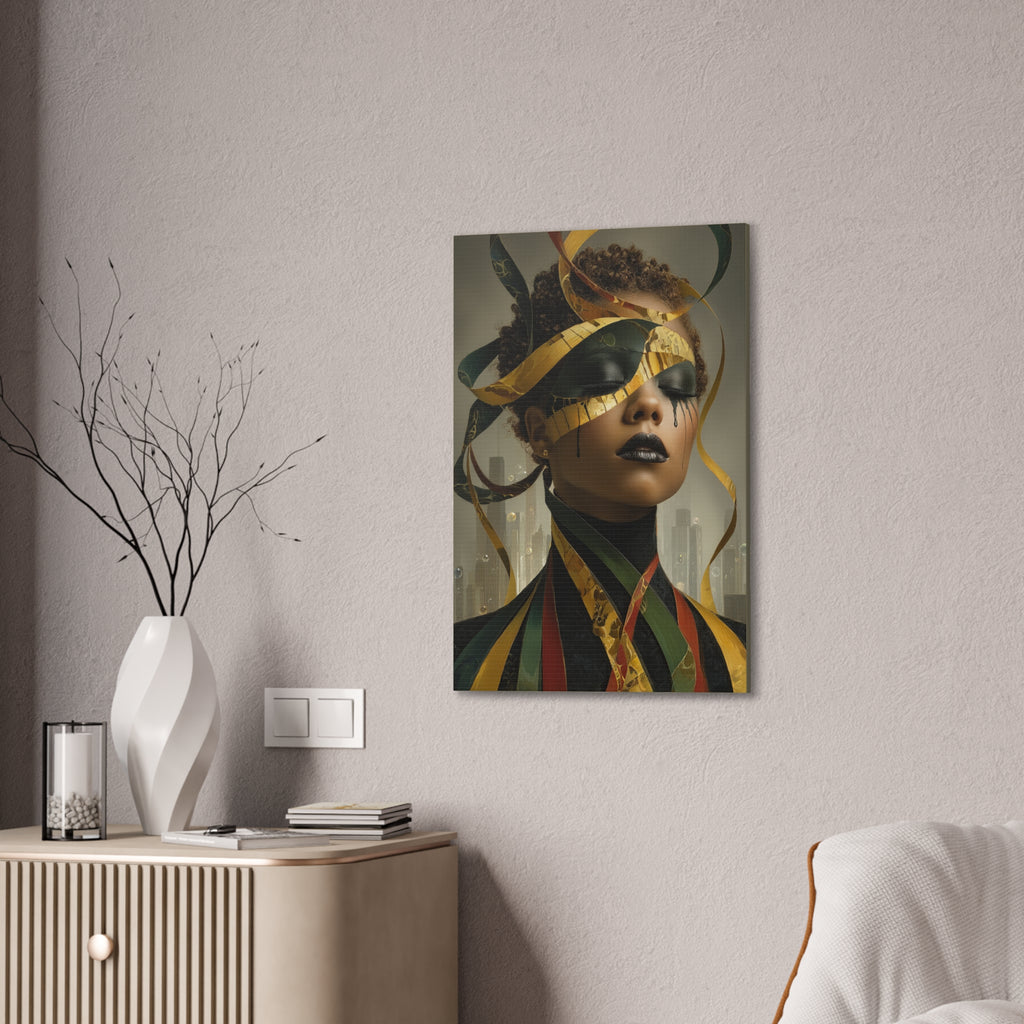 Stillness in the Noise | Afro Surrealist Ribbon Portrait