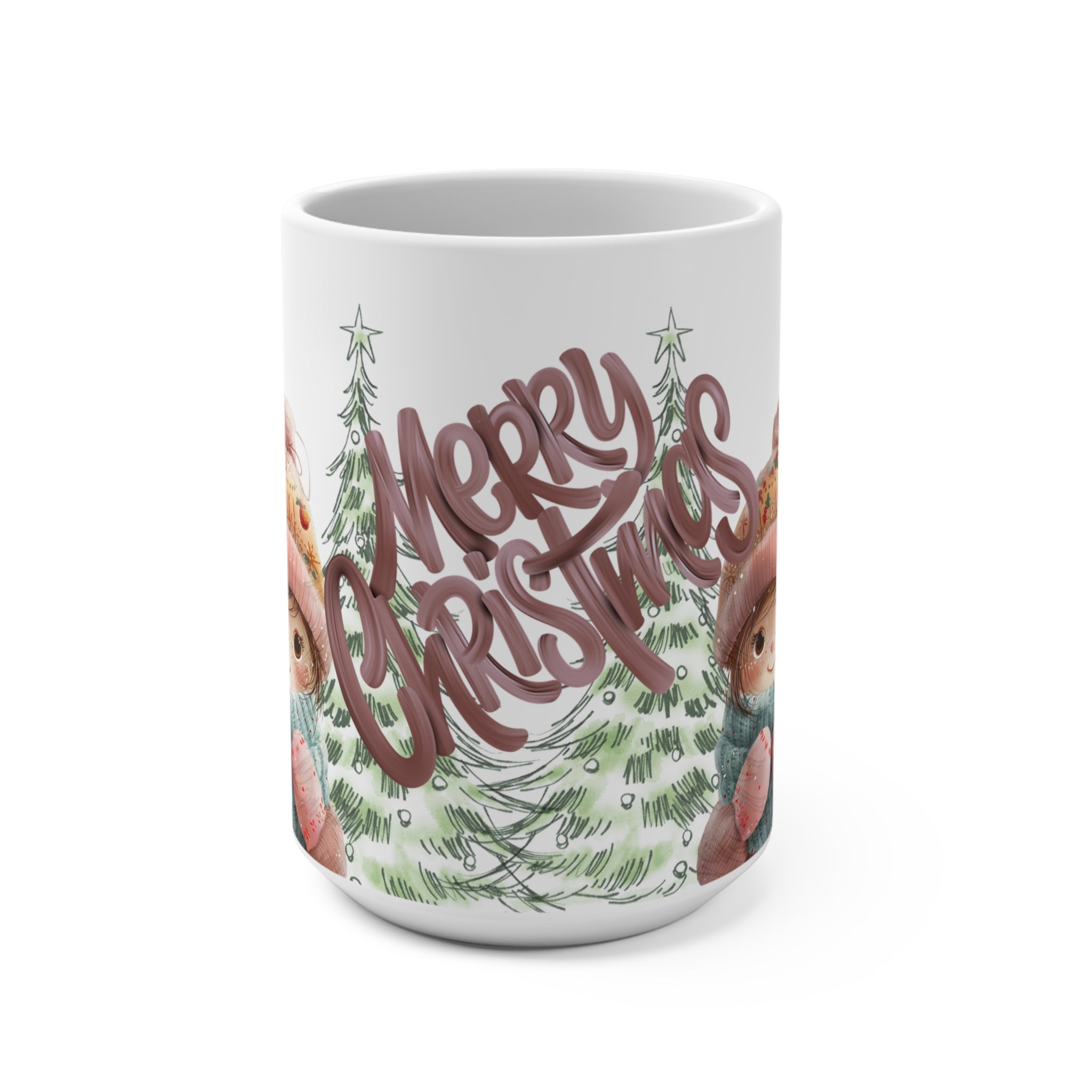 Christmas Mug 15oz — Merry Christmas Cute Winter Kids Illustration