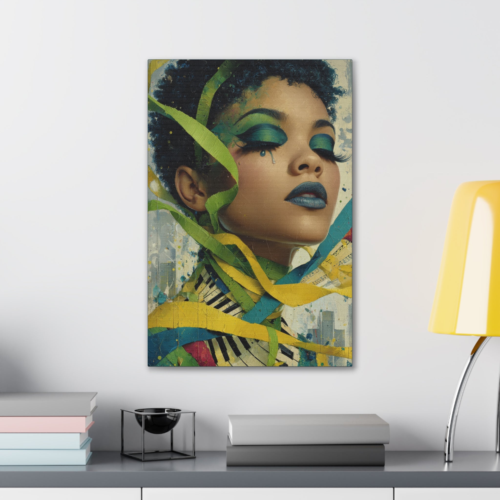 The Sound of Her Silence | Abstract Afro Surrealist Portrait Canvas Art