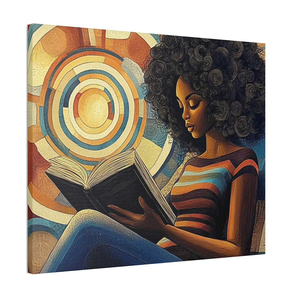 Spirals of Serenity – Afrocentric Reading Canvas Art